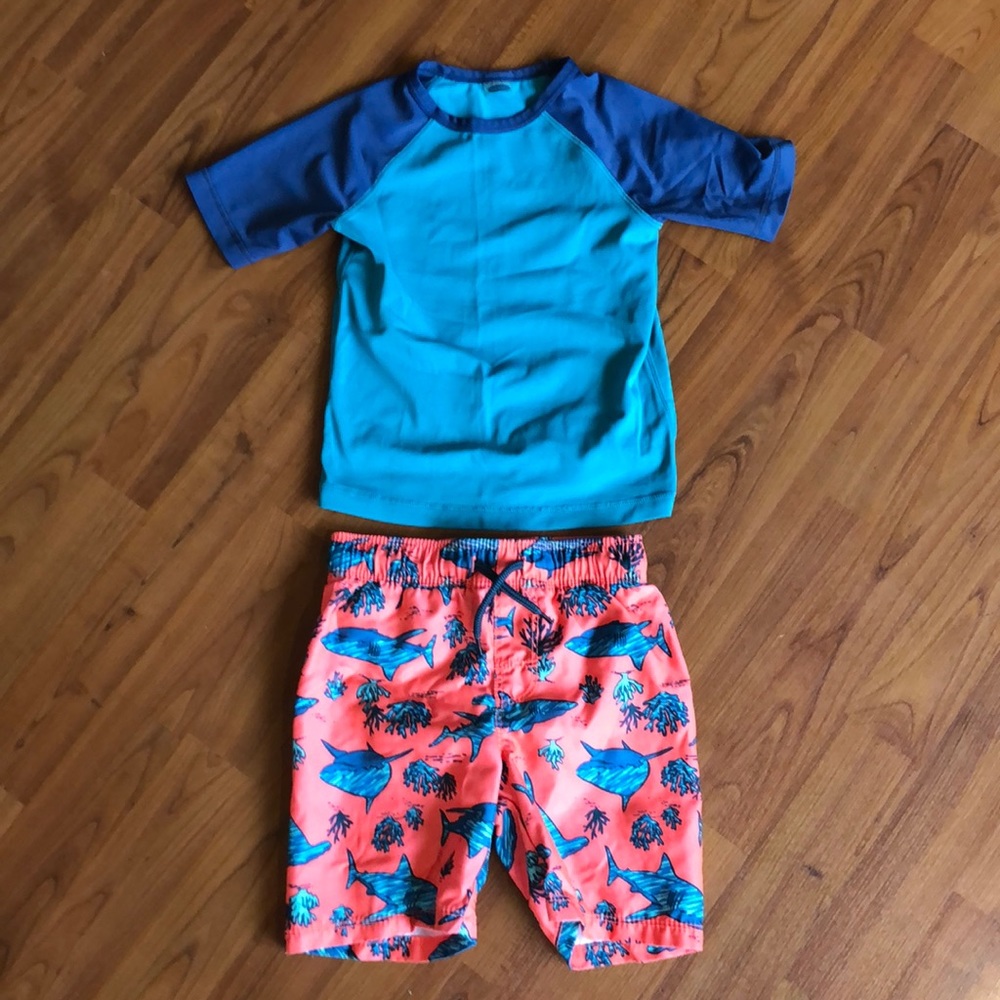 Old Navy Swim Trunks and Rash Guard 3T